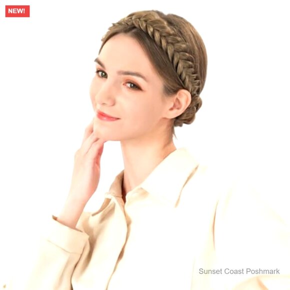 Chunky Braided Synthetic Hair Headband Elastic Stretch Hairpiece Y2K Classic main image 4